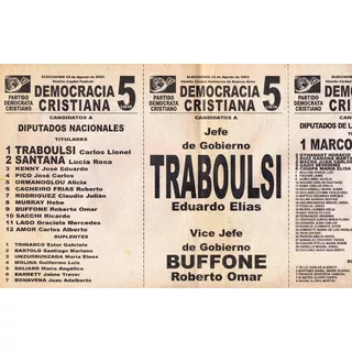 Boleta Electoral  Democracia Cristiana  -  Traboulsi    2003