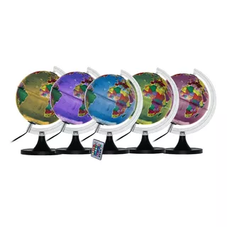 Globo Terrestre Politico Prisma Iluminado Led Color Rgb 30cm