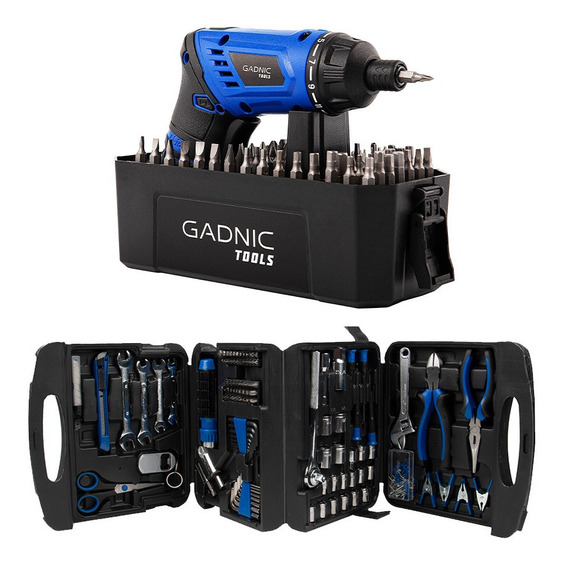 Destornillador Electrico Gadnic + Set De Herramientas 189pcs Color Azul