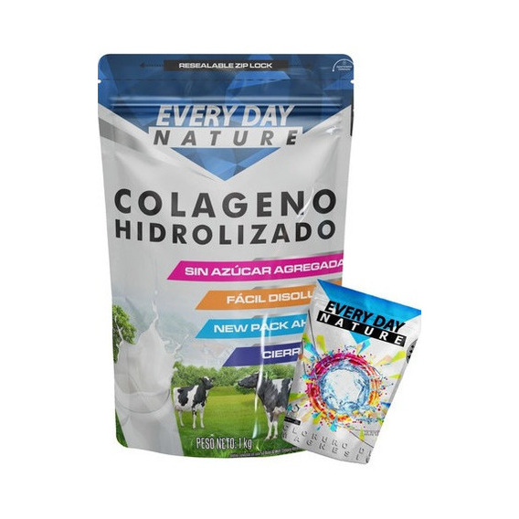 Colageno Hidrolizado 1 Kg + Cloruro Magnesio 250 Gr Free Para 100 Dias Natural Puro Combo Peptidos Every Day Nature