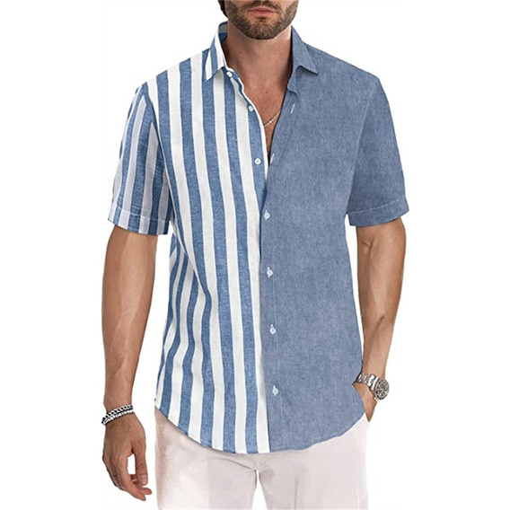 Camisas Para Hombre, Camisa De Rayas Airdea Casual Playeras