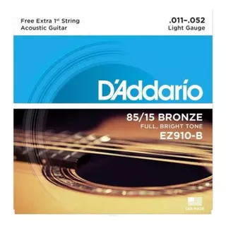 D'addario Ez910b Encordoamento  011/052 Para Violão Aço