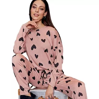 Pijama Mujer Invierno Corazones Jaia