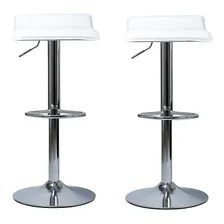 Silla Bar Taburete Banqueta Premium Banco Desayunador X2 Acabado De La Estructura Cromado Color Blanco