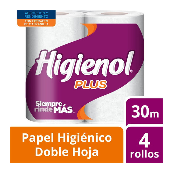 Papel Higienico Higienol Doble Hoja Plus 30 Mts 4 Un