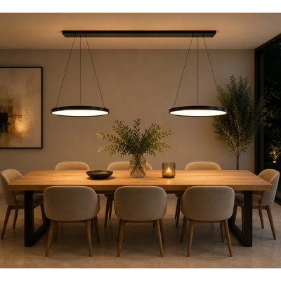 Colgante Led Moderno Negro Doble Orion Control Remoto Ld Negro