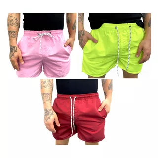 Pack X3 Short De Baño Hombre Verano Malla Liso Mayorista