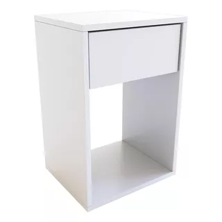 Mesa De Luz Noche Dormitorio Melamina 1 Caj + Espacio Libre Color Blanco