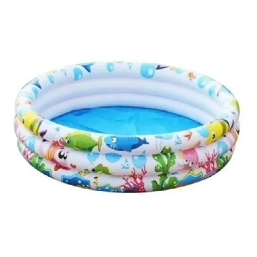 Pileta Bebe Inflable Redonda Fondo Del Mar 3 Aros 120 X 25 Color Dibujos Oceano