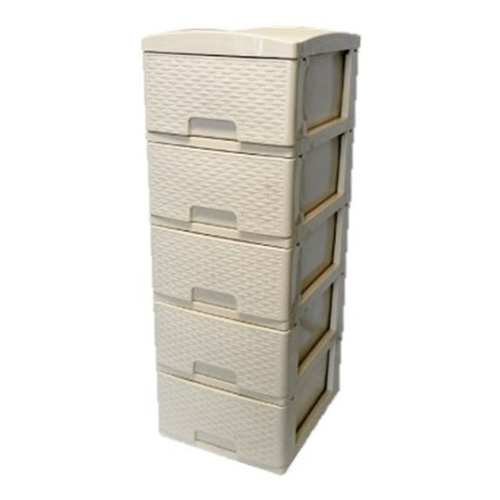 Cajonero Apariencia Rattan 5 Gavetas Colplast Color Beige