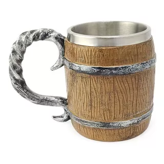 Caneca Barril Medieval Viking Aço Inoxidável E Resina Vinho