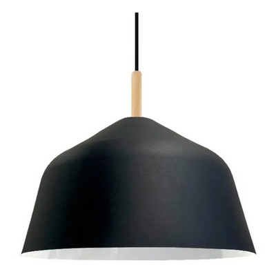 Colgante Campana 40cm Diseño Con Madera Apto Led E27 Deco