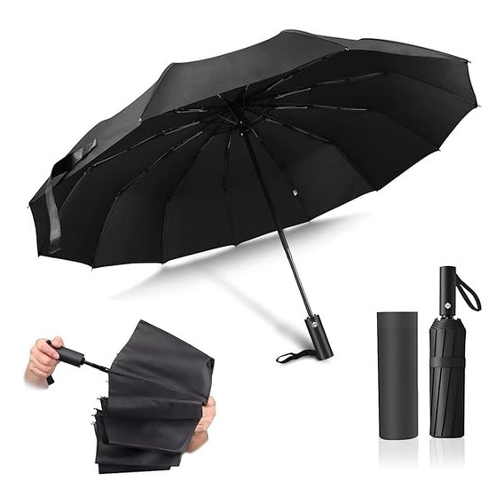 Paraguas Plegable Sombrilla 12 Varillas Automático Con Botón