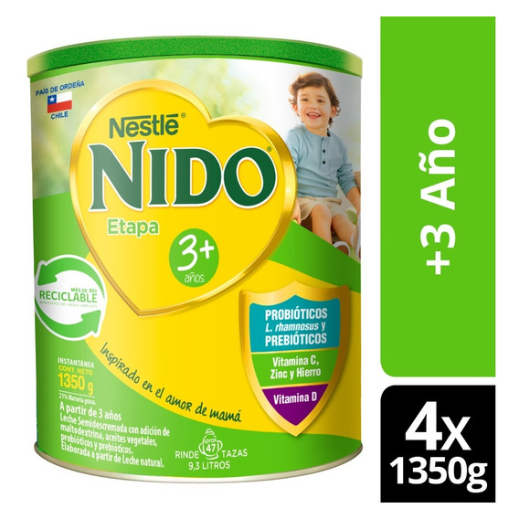 Leche Nido 3+ Protectus® 1350g Pack X4