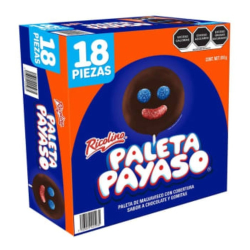 Paleta Payaso Ricolino 18 Pzas De 45 G C/u