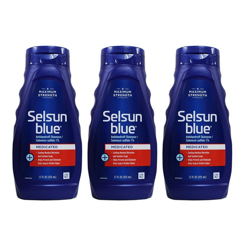  Shampoo Selsun Blue Medicated 325ml 11oz 3 Pack