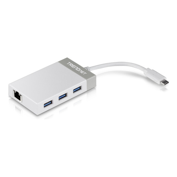 Trendnet Tuc-etgh3, Adaptador Usb-c A Rj45 Gigabit + Hub Usb Color Blanco