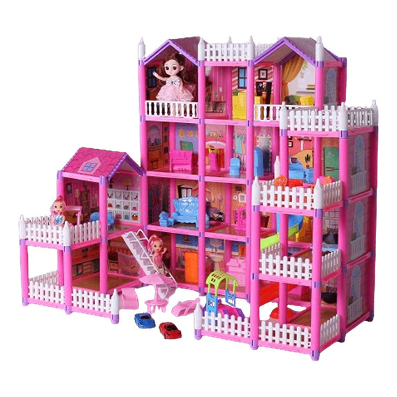 378 Pcs Casa De Muñecas Rosa Habitación 20 Con Luces Regalo