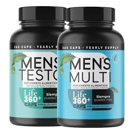 Set Suplementos Hombre Mens Multi Testo 360 Capsulas C/u