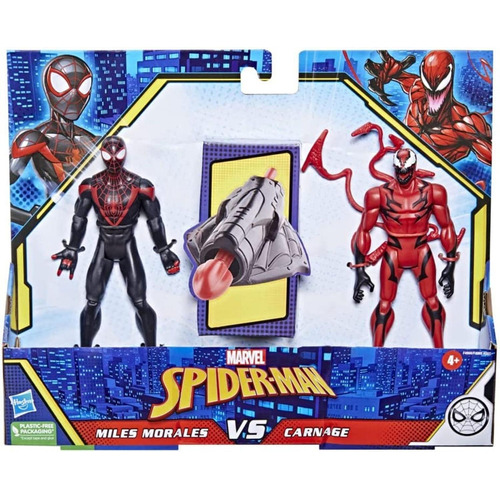 Marvel Spiderman Miles Morales Vs Carnage 2 Pack Figuras