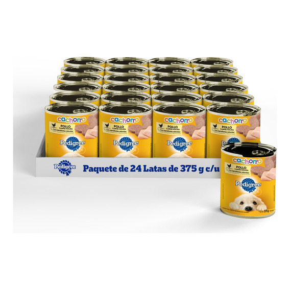 Alimento Para Perro Cachorro Pedigree X24 Latas 375gr C/u