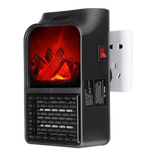 Calentador Eléctrico Flame Heater 900w Estufa De Pared Color Negro