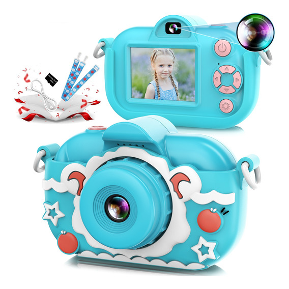 Cámara Digital Hd De Doble Lente Dual 1080p Para Niños +32gb