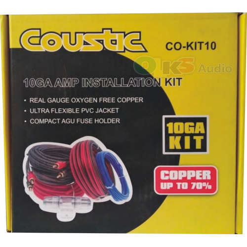 Cable KIT DE INSTALACION PARA AMPLIFICADOR de 1 Cable macho a 1 Cable macho Coustic CO-KIT10 negro/rojo/azul de 5.1m - Pack de 5 unidades