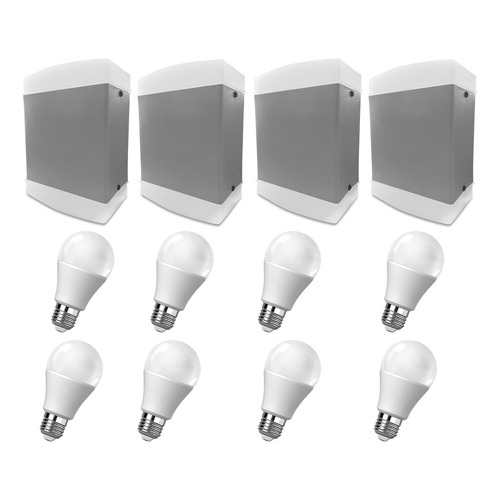 Combo 4 Aplique Gris Difusor Curvo Bidireccional Led 12w Día