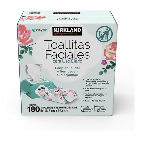 Toallitas Faciales Paquete De 180 Piezas, Kirkland Signature