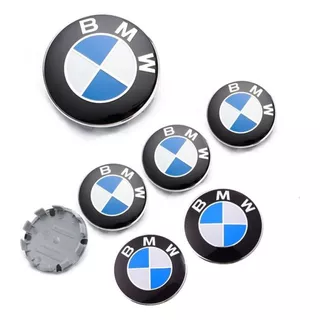 Kit 6 Emblemas Insignias Bmw Centro Llanta Capó Tapa Valija