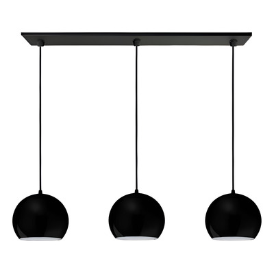 Colgante 3 Luces Bocha 15cm Negro Moderno Apto Led E-27  - Negro