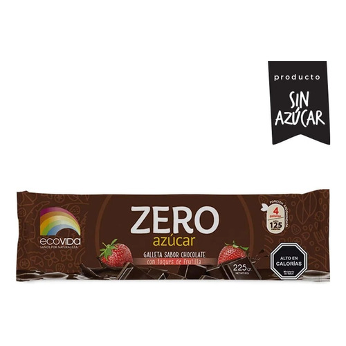 Galleta Zero Chocolate Frutilla, Ecovida, Sin Azúcar, Vegano