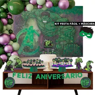 Kit Festa Decoração Hulk + Máscara