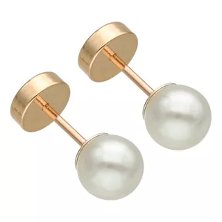 Aros Abridores De Oro 20k Ch Perla Símil 5mm Ch-311