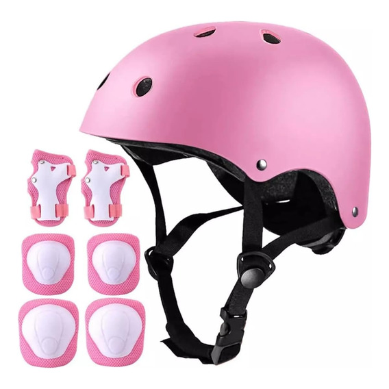 Kit De Protección Profesional Con Casco Niños 7pzs Ajustable