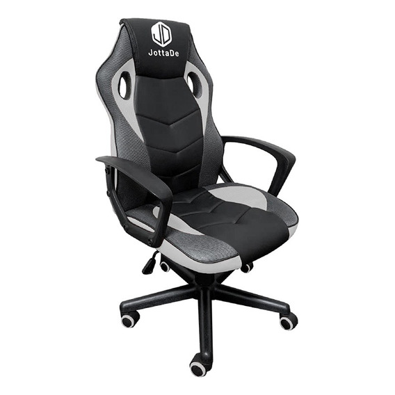 Silla De Escritorio Gamer Jd 615 Regulable Ergonomica Cuero Sintetico 5 Ruedas Negro Gris