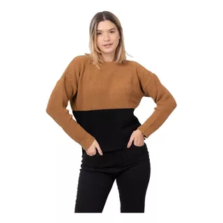 Sweater De Mujer Combinado Abrigado