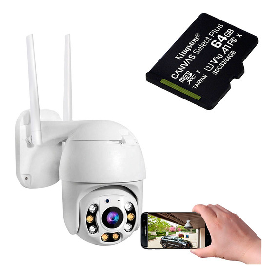 Camara Ip Exterior Wifi Sensor De Movimiento + Memoria 64gb