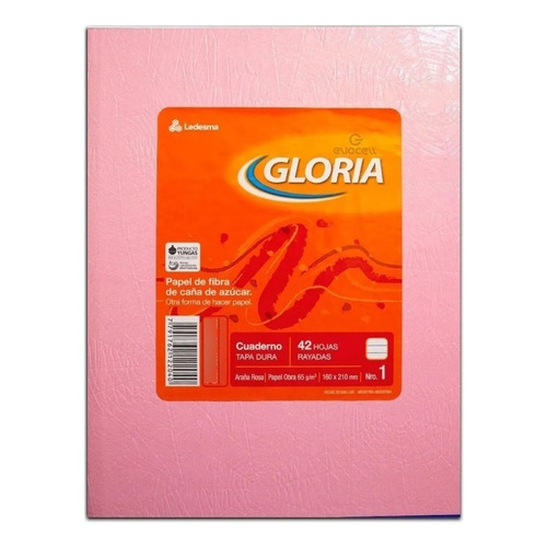  Gloria N° 1 42 hojas  rayadas 1 materias unidad x 1 21cm x 16cm araña color rosa