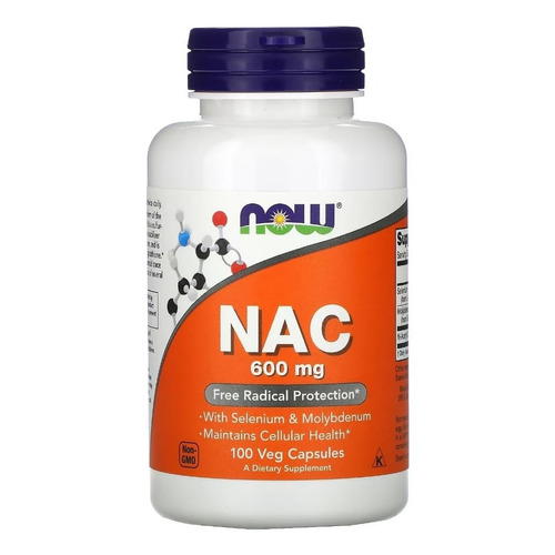 Suplemento en cápsula NOW  NAC proteínas en pote