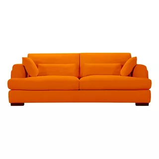 Sofá Sillon Mediterraneo 3 Cuerpos Pana Mueble Premium Color Naranja Oscuro
