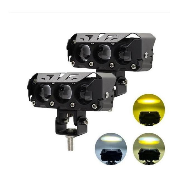 2 Pzs Faros Auxiliares Doble Color Led 70w Para Auto Moto