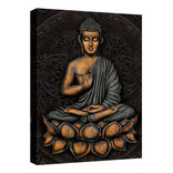 Cuadro Decorativo Lienzo Canvas Buda Meditando 100x75 Armazón Madera