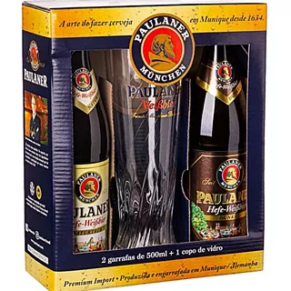 Kit Cerveja Weissbier E Dunkel 500ml Com 1 Copo Paulaner Munchen