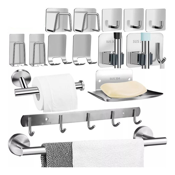 Juego De Accesorios De Baño Toalleros 304 Inoxidable 15 Pzs