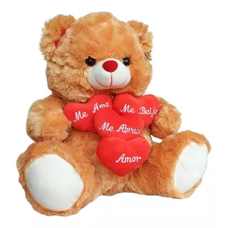 Urso De Pelúcia Grande 4 Coração Amor Me Abrace - Caramelo
