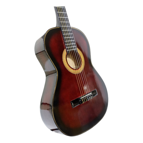Guitarra Clásica Española M09 Aros Tapa Cedro Vino Sombreado Color Rojo