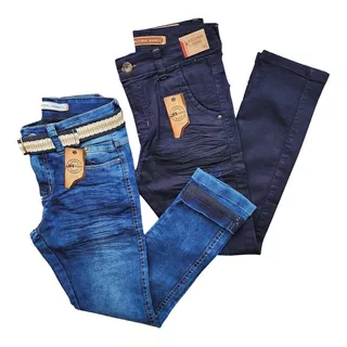 Kit 2 Calça Jeans Masculina Juvenil Menino Com Lycra.