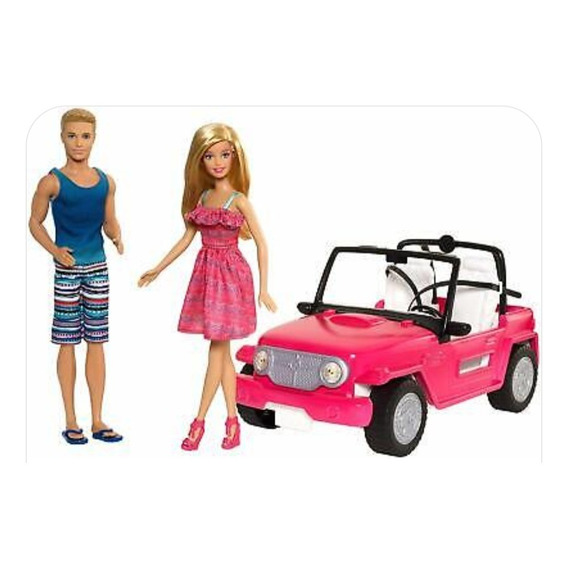 Jeep Auto De Playa Barbie Y Ken